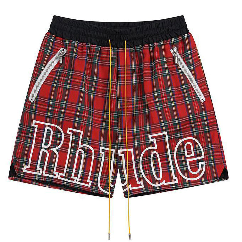 RHUDE Logo-Embroidered Checked Cotton-Flannel Drawstring Shorts